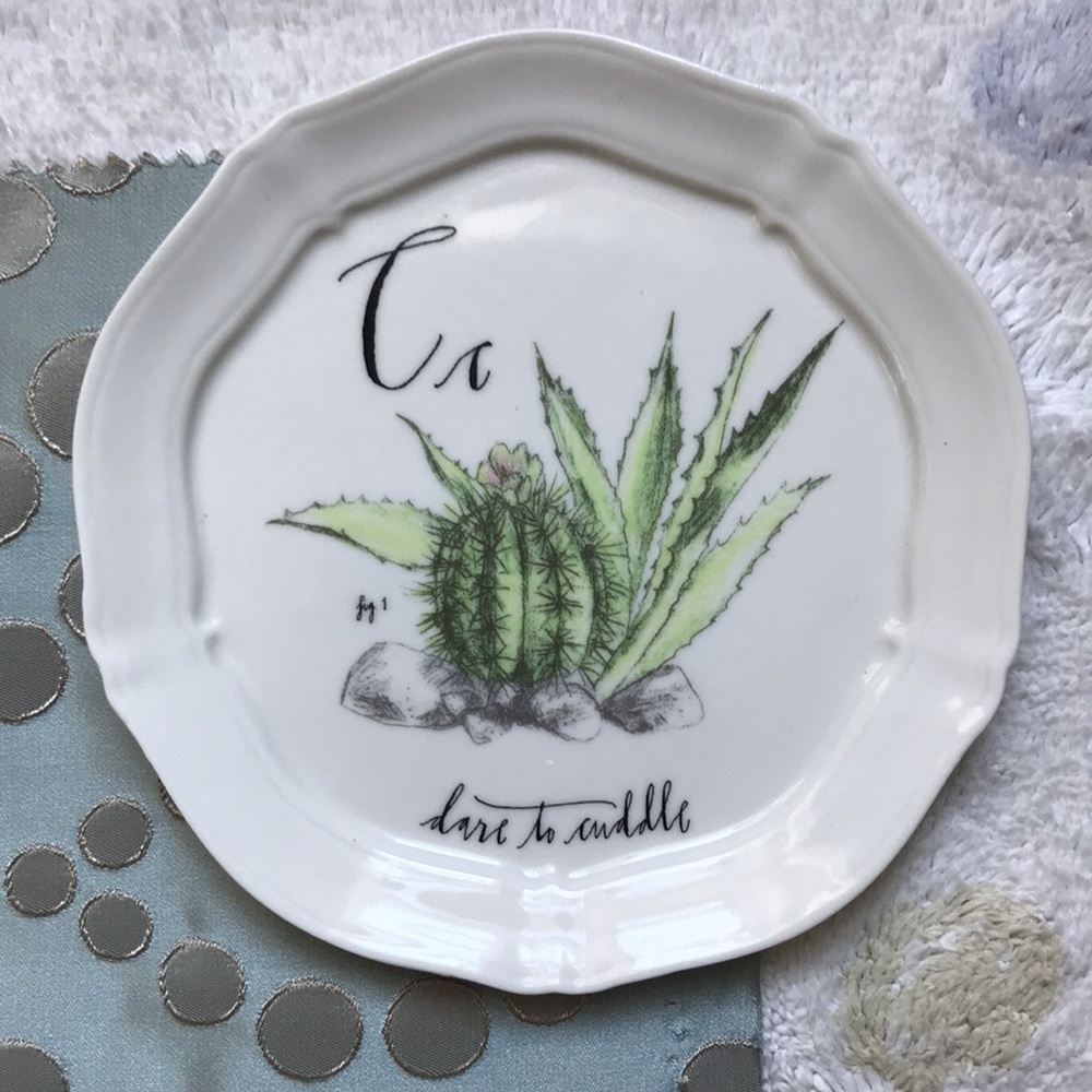 🌵Anthropologie Calligrapher Monogram Canape Plate C Cactus Cuddle